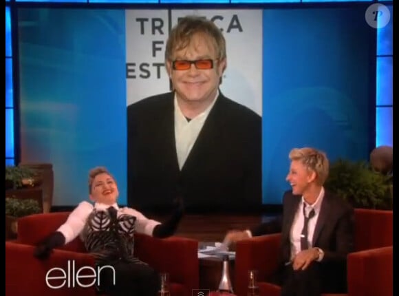 Madonna donne son avis sur Elton John avec Ellen DeGeneres, le 22 octobre 2012.