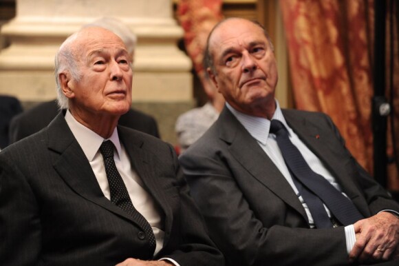 Valéry Giscard d'Estaing et Jacques Chirac le 1er mars 2010 à Paris
