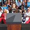 Eva Longoria en plein discours pour soutenir Barack Obama. Le 1er novembre 2012 à Las vegas
