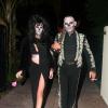 Christian Audigier et Nathalie Sorensen : les amoureux sont terrifiants dans leurs déguisements pour se rendre à la soiree d'Halloween de Rihanna au Manoir Greystone à West Hollywood, le 31 octobre 2012.