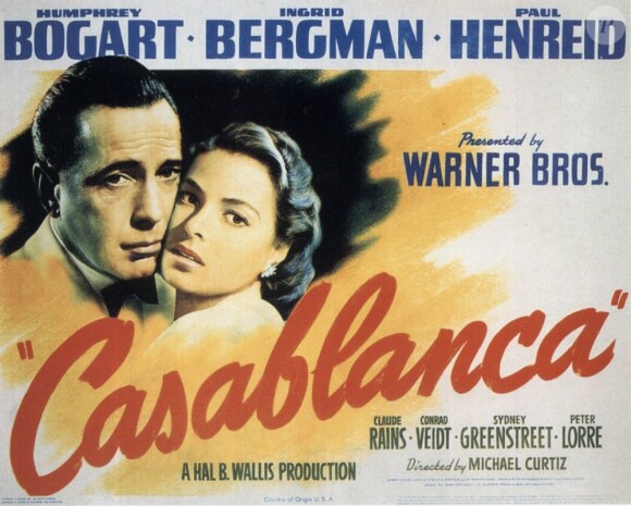 Poster du film Casablanca de Michael Curtiz.