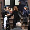 Vanessa Paradis sur le tournage du film Fading Gigolo à New York le 12 novembre 2012