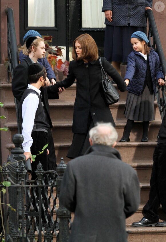 Vanessa Paradis sur le tournage du film Fading Gigolo à New York le 12 novembre 2012