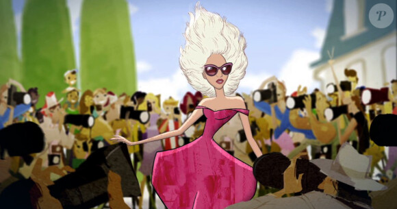 Lady Gaga dans le film Electric Holiday de Disney, en collaboration avec Barney's New York.