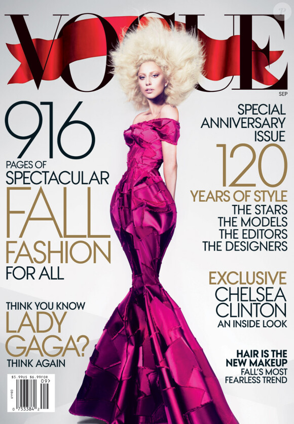 Lady Gaga ici en couverture du magazine Vogue de septembre 2012.