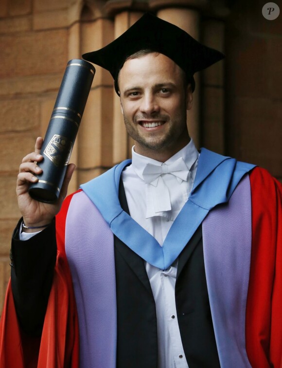 Oscar Pistorius est fait docteur honoraire de l'université de Strathclyde, à Glasgow le 12 novembre 2012.