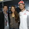 Patrick Dempsey, Jensen Button et la compagne de ce dernier Jessica Michibata dans le paddock du Grand Prix des Etats-Unis à Austin au Texas le 18 novembre 2012