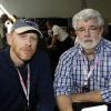 Ron Howard et George Lucas dans le paddock du Grand Prix des Etats-Unis à Austin au Texas le 18 novembre 2012