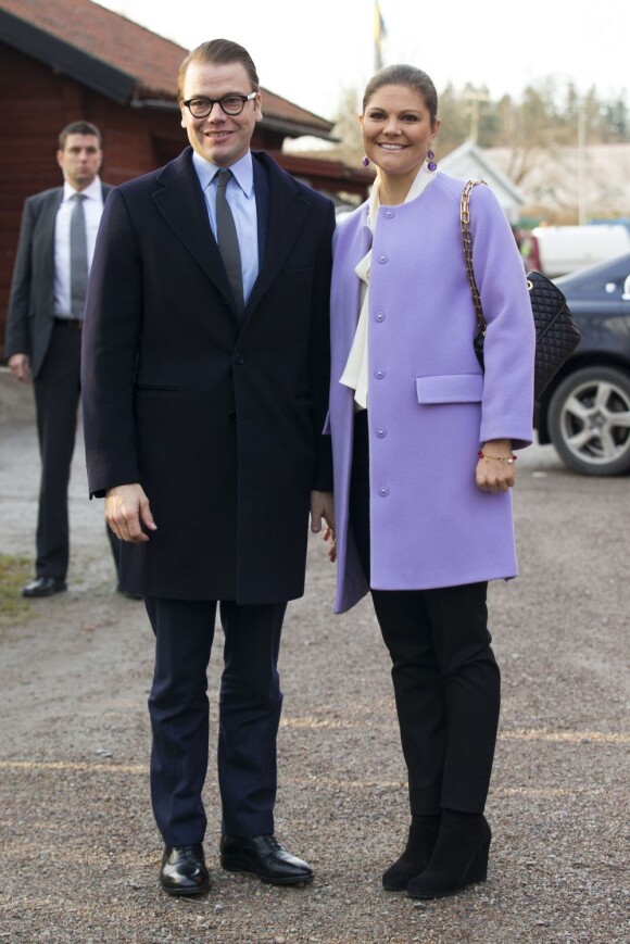 Victoria et Daniel de Suède le 21 novembre 2012, en visite à Fagersta, dans le comté de Västmanland.