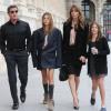 Sylvester Stallone, sa femme Jennifer Flavin et leurs filles Sistine et Scarlet quittent l'hôtel Crillon pour se rendre musée des Arts Décoratifs à Paris. Le 22 novembre 2012.