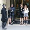 Sylvester Stallone, sa femme Jennifer Flavin et leurs filles Sistine et Scarlet quittent l'hôtel Crillon pour se rendre musée des Arts Décoratifs à Paris. Le 22 novembre 2012.