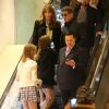 Sylvester Stallone, sa femme Jennifer Flavin et leurs filles Sistine et Scarlet quittent l'hôtel Crillon pour se rendre musée des Arts Décoratifs à Paris. Le 22 novembre 2012.