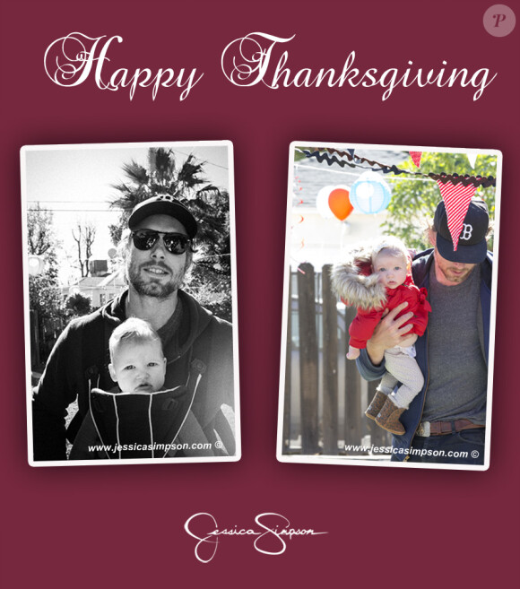 Jessica Simpson, son fiancé Eric Johnson et leur fille Maxwell ont créé une carte de voeux pour Thanksgiving.