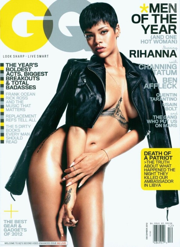 Rihanna photographiée par Mario Sorrenti, pose en couverture du numéro de décembre 2012 de GQ.