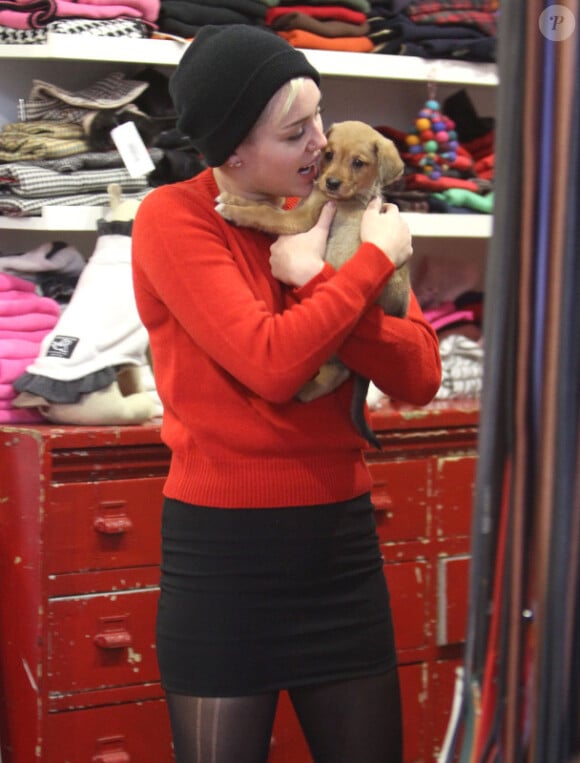 Miley Cyrus se rend dans une animalerie avec sa soeur Noah et sa mere Leticia à Los Angeles le 26 Novembre 2012.