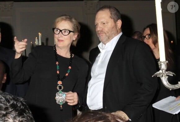 Meryl Streep et le producteur à succès Harvey Weinstein pendant la soirée de soutien pour la Fondation Christopher & Dana Reeve à New York, le 28 novembre 2012.