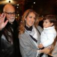 Céline Dion quitte le magnifique George V à Paris avec son mari René Angélil et ses enfants, René-Charles, Nelson et Eddy, le 30 novembre 2012.