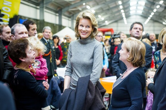 La princesse Mathilde de Belgique à Peutie le 1er décembre 2012 pour la 8e Journée Nationale Info-Familles (JNIF) consacrée aux proches des militaires belges oeuvrant pour la paix à l'étranger.