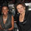 Roselyne Bachelot et Hapsatou Sy lors de la soirée d'Edouard Nahum afin de présenter sa nouvelle collection Maya au Vip Room à Paris, le 4 Decembre 2012