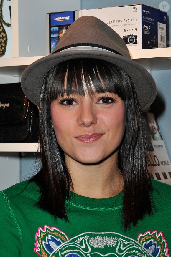 Alizée à la soirée de lancement de l'appareil photo Olympus 'Pen Lite' à la boutique Ephemere Olympus à Paris le 6 Decembre 2012.