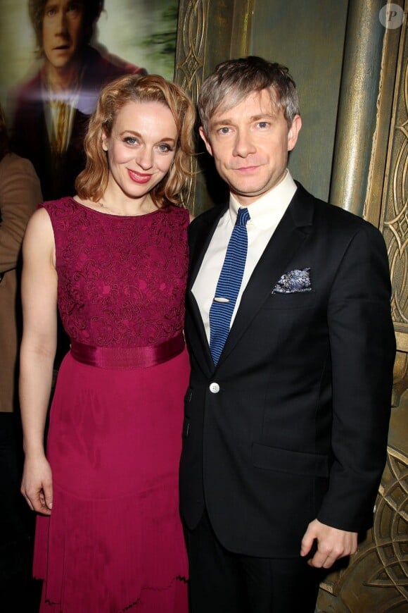 Martin Freeman et sa compagne Amanda Abbington pendant l'avant-première américaine du Hobbit : Un voyage inattendu au Ziegfeld Theatre à New York, le 6 décembre 2012.