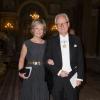 Lars Heikensten et sa femme arrivant pour le dîner de gala en l'honneur des lauréats des prix Nobel, donné le 11 décembre 2012 dans la salle Mer Blanche du palais Drottningholm, à Stockholm.