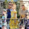Jessica Alba, son mari Cash Warren et ses filles Honor et Haven regardent la parade de Noël de Disney en Californie, le 15 décembre 2012. Son aînée porte une magnifique robe de princesse.