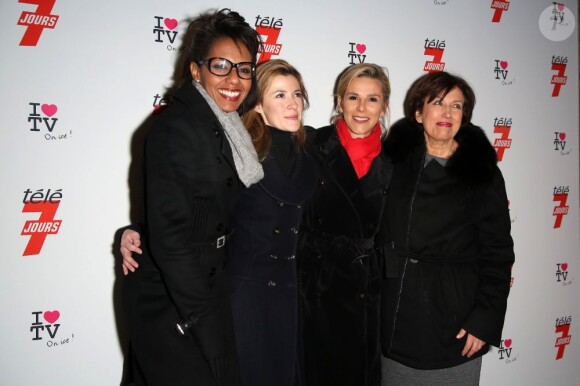 Audrey Pulvar, Elisabeth Bost, Roselyne Bachelot, Laurence Ferrari - Soirée Télé 7 Jours à Paris, le 12 décembre 2012.