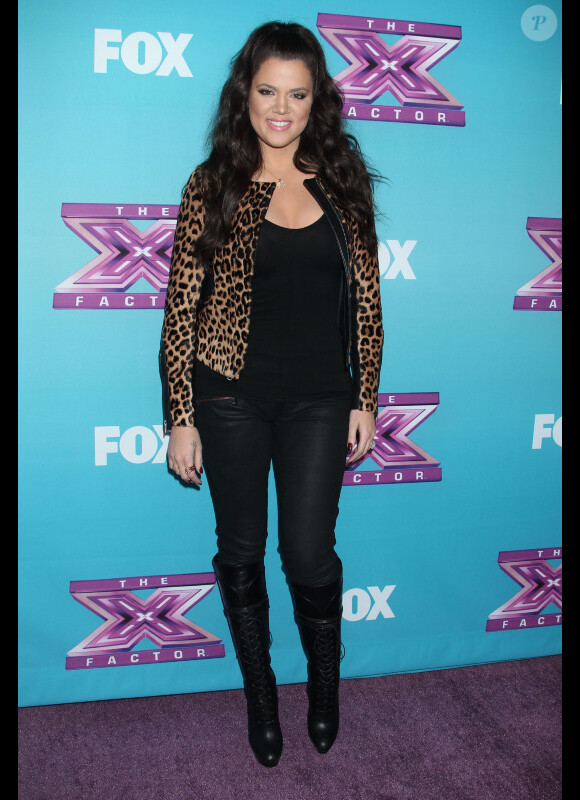 Khloé Kardashian à la conférence de presse pour la dernière émission de la saison de l'émission X Factor à Los Angeles, le 17 decembre 2012.