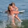 Valeria Mazza, 40 ans, avec sa fille Taina à Punta del Este en Uruguay avec ses enfants, le 29 décembre 2012.