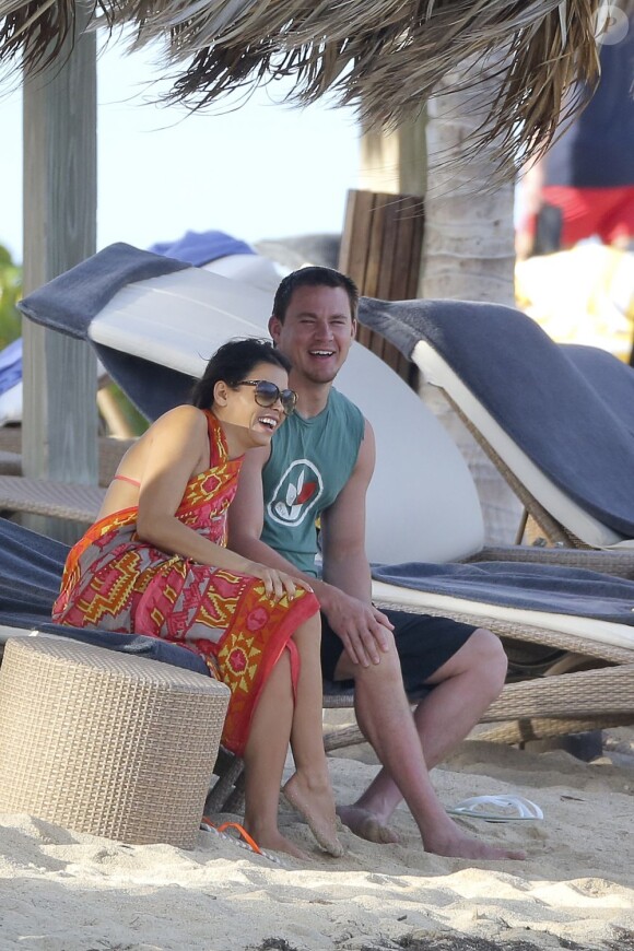 Channing Tatum et son épouse Jenna Dewan en vacances à Saint-Barthélemy, le 31 décembre 2012.