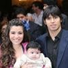 Sergio Agüero et sa femme Giannina Maradona, dont il est désormais séparé, lors du baptême de leur fils Benjamin, le 20 juin 2009, à Buenos Aires. 