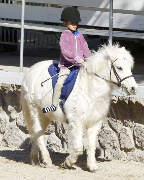 Denise Richards emmène ses filles Sam et Lola monter à cheval. Pendant ce temps, elle reste avec sa fille adoptive, Eloise. Photo prise à Malibu le 13 Janvier 2013.