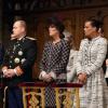 La famille princière de Monaco : Le prince Albert II, la princesse Charlene de Monaco, la princesse Caroline de Hanovre et la princesse Stephanie de Monaco dans la cathedrale Notre-Dame-Immaculee de Monaco le jour de la fete nationale le 19 novembre 2012.