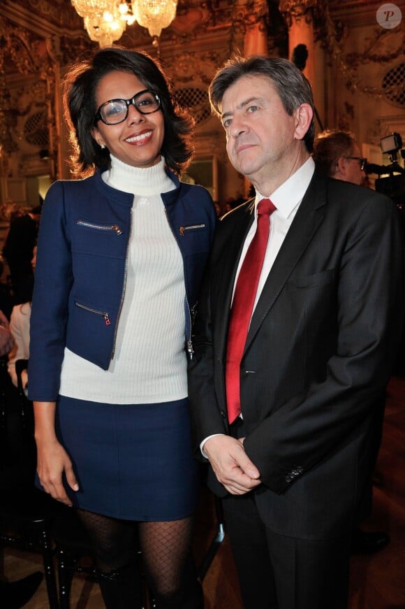 Audrey Pulvar et Jean-Luc Melenchon lors de la soirée GQ des Hommes de l'année 2012 à Paris le 16 janvier 2013