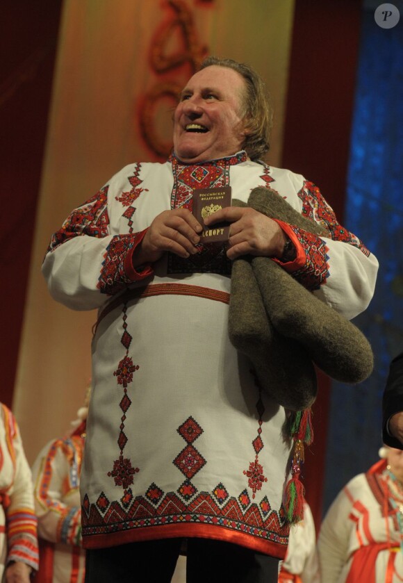 Gérard Depardieu, en costume traditionnel à Saransk le 6 janvier 2013.