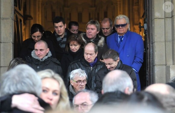 Yvan Zaplatilek et Michou aux obsèques de Jacki Clerico, ancien directeur historique du Moulin Rouge, en l'église Saint-Pierre à Neuilly-sur-Seine, le 18 janvier 2013.