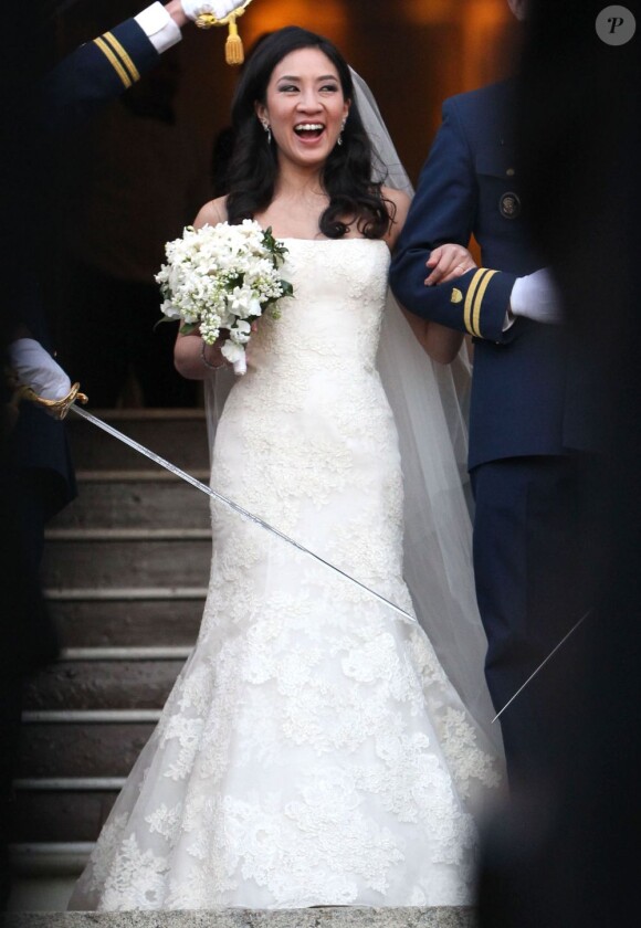 Mariage de Michelle Kwan et Clay Pell à l'eglise "First Unitarian" à Providence dans l'état du Rhode Island, le 19 janvier 2013.