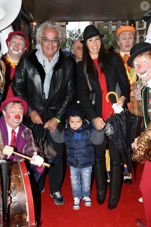 Flavio Briatore, son épouse Elisabetta Gregoraci et leur fils Falco, 2 ans, au 37e Festival international du cirque de Monte-Carlo le 20 janvier 2013.