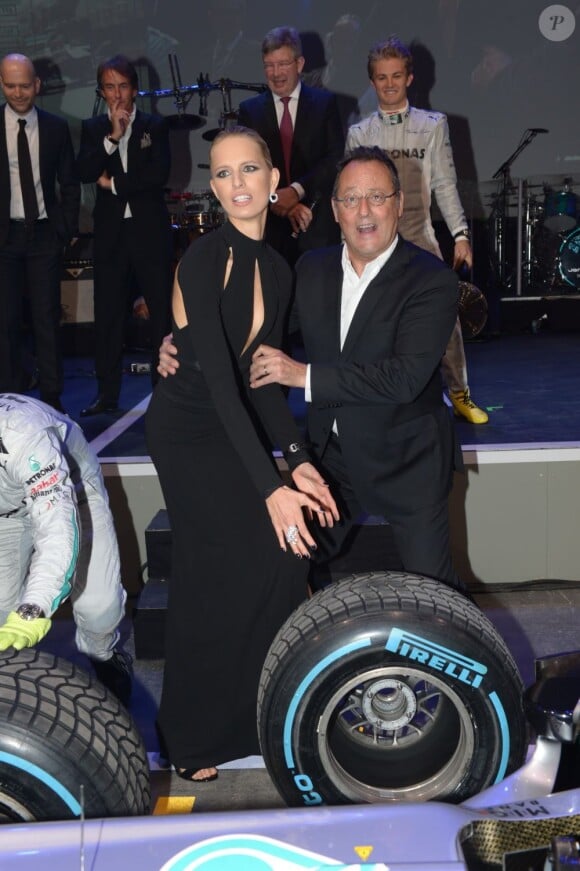 Karolina Kurkova et Jean Reno à la soirée "IWC Schaffhausen Race Night", le 22 janvier 2013 à Genève.