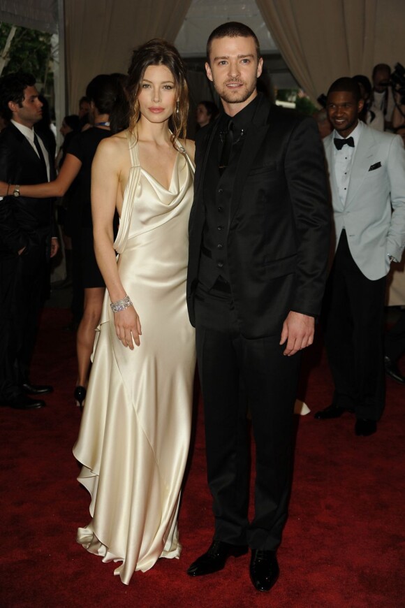 Jessica Biel et Justin Timberlake lors du Costume Institute Gala au Metropolitan Museum of Art. New York, mai 2010.