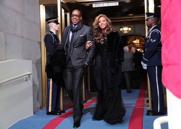 Jay-Z et Beyoncé à la cérémonie d'investiture de Barack Obama au Capitol à Washington, le 21 janvier 2013