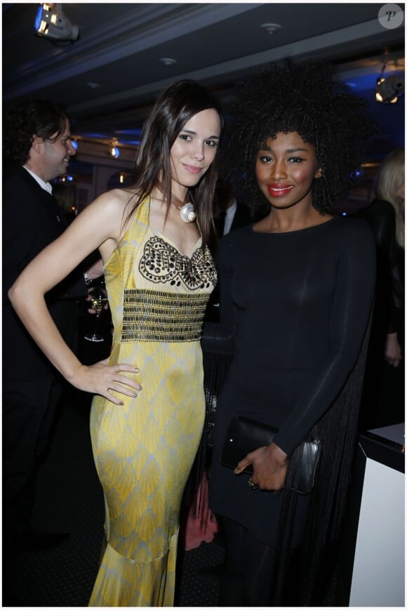 Melissa Mars et Inna Modja lors du 11e Dîner de la Mode contre le Sida au Pavillon d'Armenonville. Paris, le 24 janvier 2013.