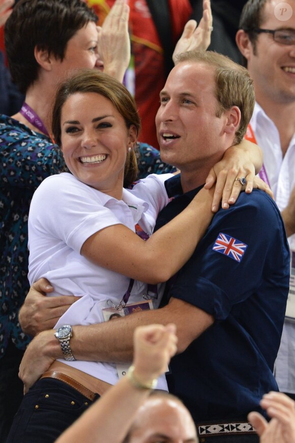 Kate Middleton et le prince William en liesse aux JO de Londres le 2 août 2012.