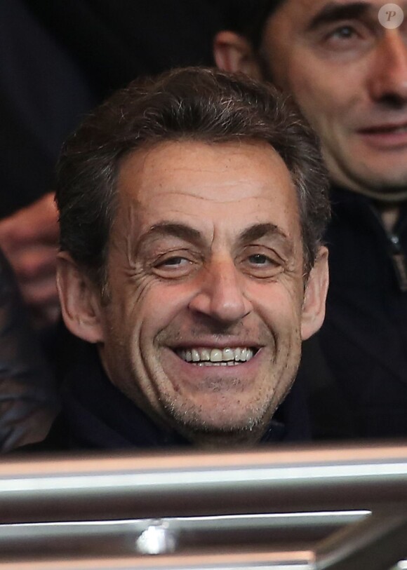 Nicolas Sarkozy lors du match entre le PSG et Lille (1-0) le 27 janvier 2012 au Parc des Princes à Paris