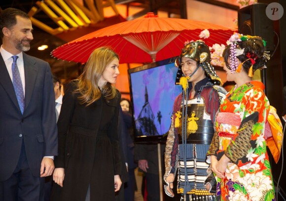 Felipe et Letizia d'Espagne inauguraient le 30 janvier 2013, jour du 45e anniversaire du prince, le Fitur, salon international annuel du tourisme de Madrid.
