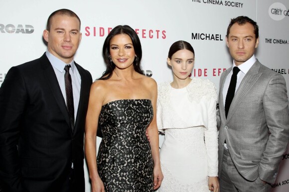 Channing Tatum, Catherine Zeta-Jones, Rooney Mara, Jude Law pendant la première du film Side Effects au AMC Lincoln de New York, le 31 janvier 2013.
