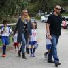 Heidi Klum, son chéri Martin Kristen et ses quatre enfants à l'issue du match de foot. Los Angeles, le 2 février 2013.