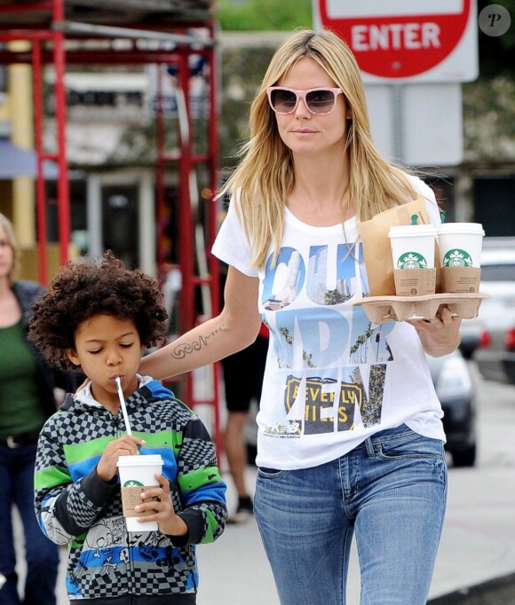 Heidi Klum et son fils Johan (6 ans) à Los Angeles, le 2 février 2013.