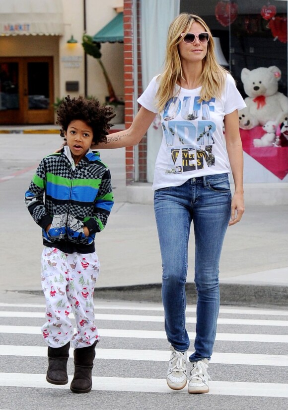 Heidi Klum et son fils Johan (6 ans) à Los Angeles, le 2 février 2013.